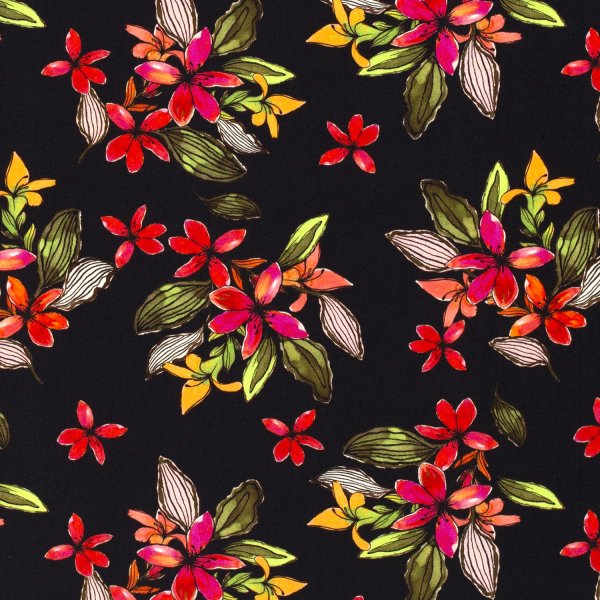 Viskose - Big Flowers - black