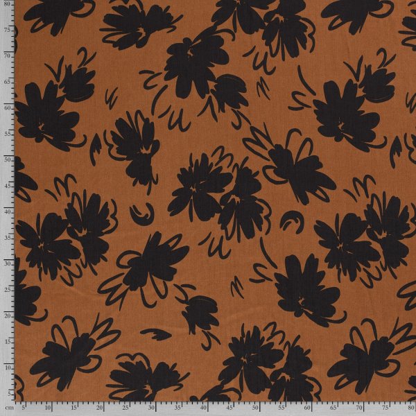 RESTSTÜCK 50cm !!! - Lyocell - Blumen - braun