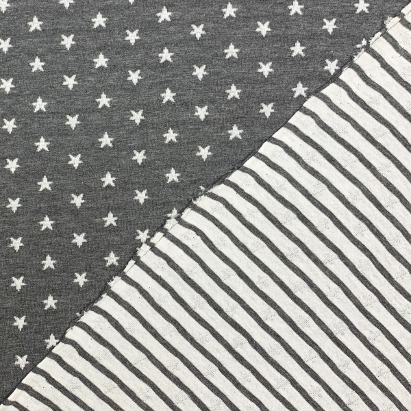 RESTSTÜCK 1,00m !!! - Bio Jacquard - Doubleface - Sterne - A32/01 - carbon/weiß - Albstoffe