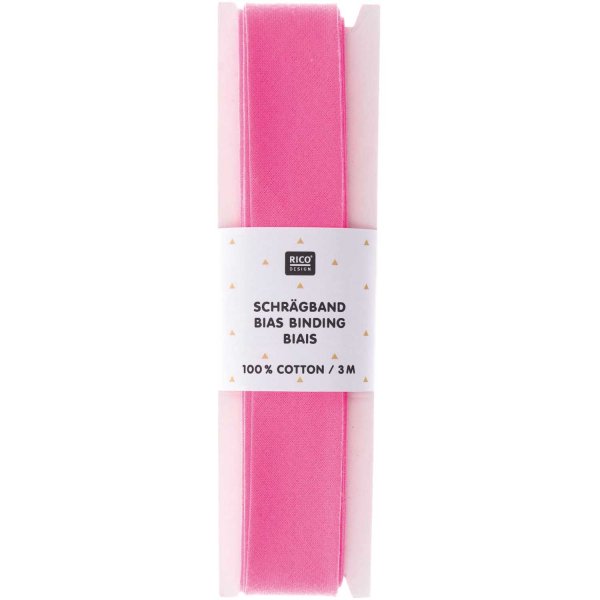 Baumwolle Schrägband - 3m - neon pink - Rico Design