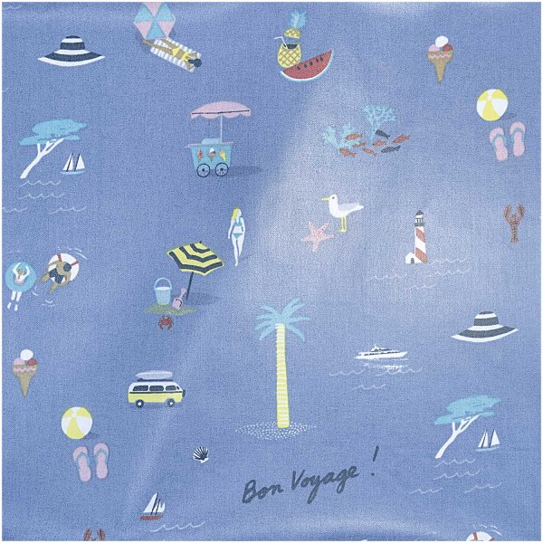 RESTSTÜCK 1,30m !!! - Baumwolle beschichtet - Bon Voyage - blau - Travel the world - Rico Design
