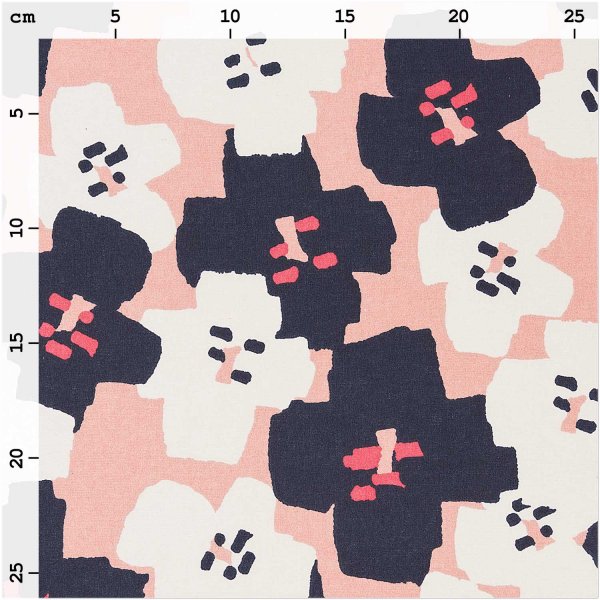 Baumwolle beschichtet - Große Blumen - pink schwarz - Okina Hana - Rico Design