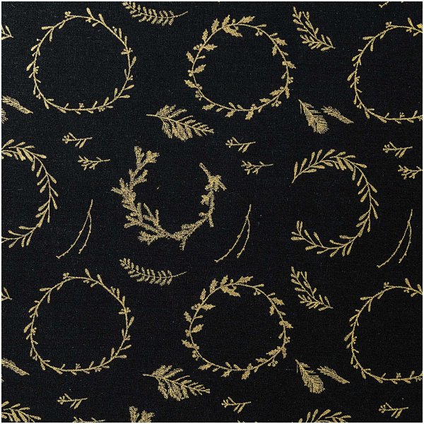 Baumwolle - Kränze - schwarz gold - Nostalgic Christmas - Rico Design