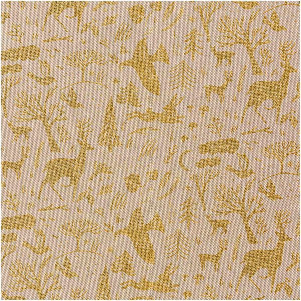 RESTSTÜCK 0,80m !!! - Baumwolle - Winterwald - natur gold - Nostalgic Christmas - Rico Design