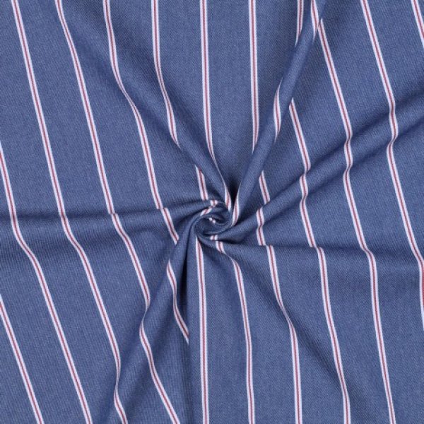 Baumwoll Denim - Big Stripes - medium blue