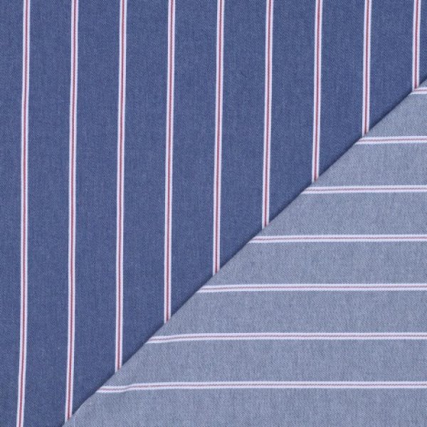Baumwoll Denim - Big Stripes - medium blue