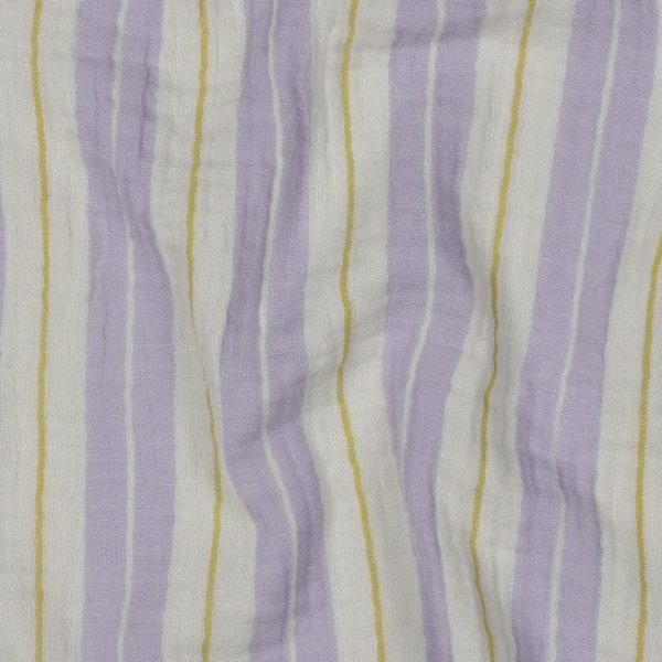 Musselin - Tarian Streifen - ecru/flieder/senf