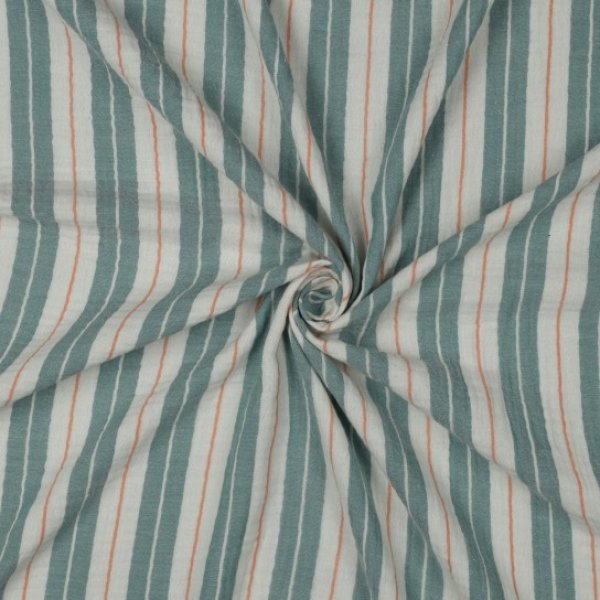 Musselin - Tarian Streifen - hellmint/grün/orange
