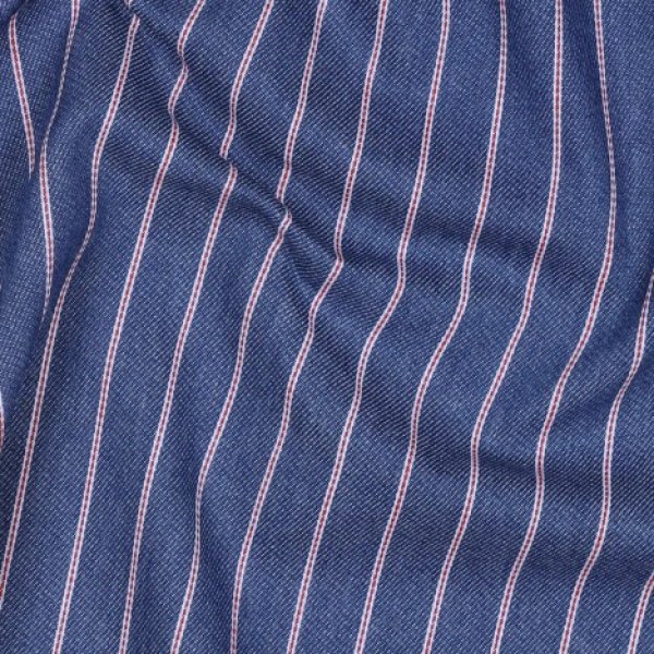 Baumwoll Denim - Small Stripes - medium blue