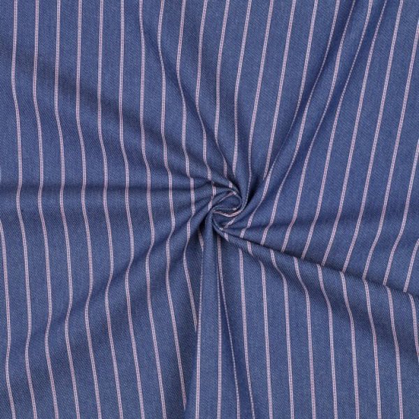 Baumwoll Denim - Small Stripes - medium blue
