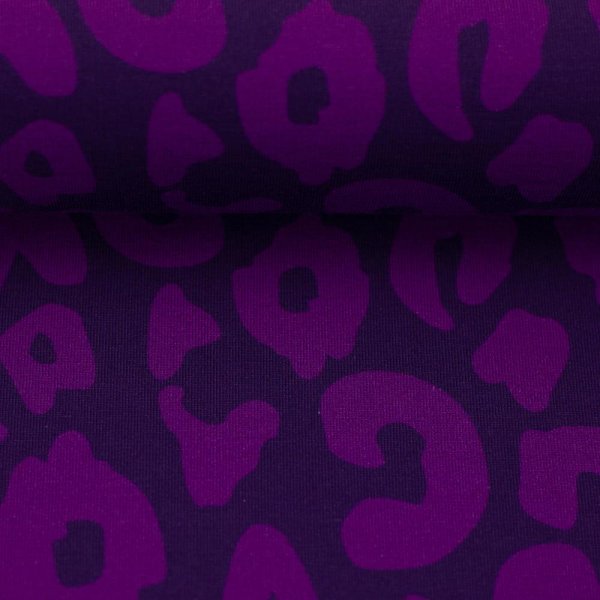 RESTSTÜCK 1,0m !!! - Modal French Terry - Happy Leo - lila/dunkelblau - Swafing by Cherry Picking