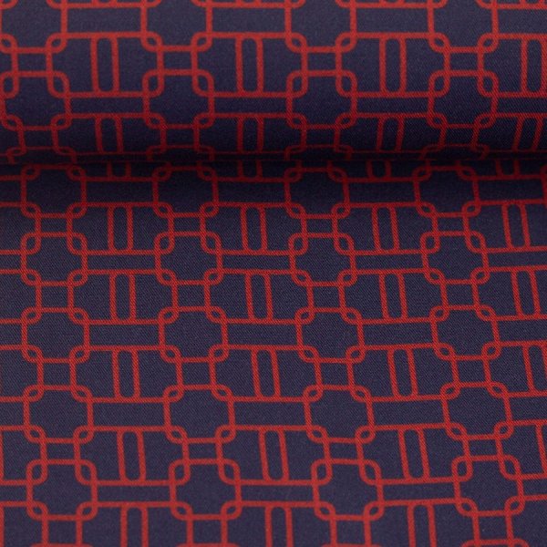 Viskose - Chain Twist - dunkelblau/burgundy - Geoluxe by Ki-ba-doo - Swafing