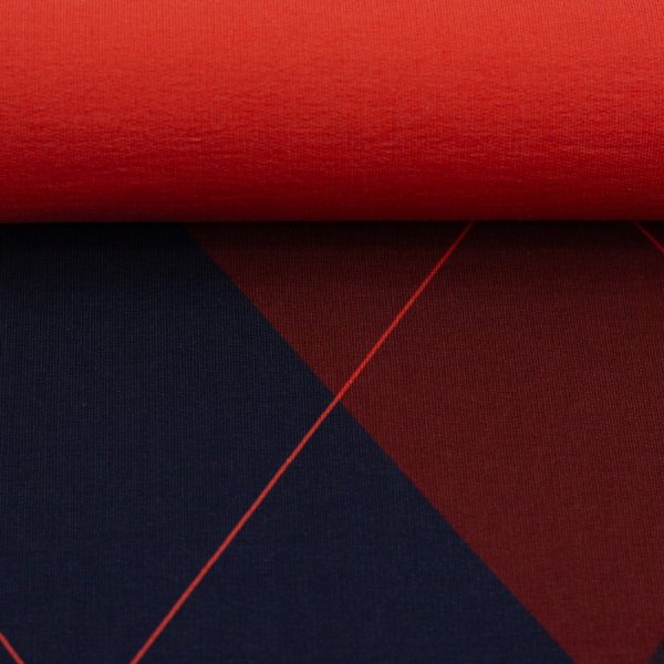 French Terry - Panel - Argyle Rauten - burgundy - Geoluxe by Ki-ba-doo - Swafing