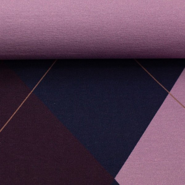 French Terry - Panel - Argyle Rauten - dunkelblau - Geoluxe by Ki-ba-doo - Swafing