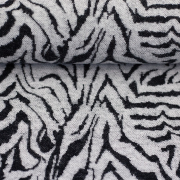 Jacquard Jersey - Emily Tiger - naturweiß/schwarz