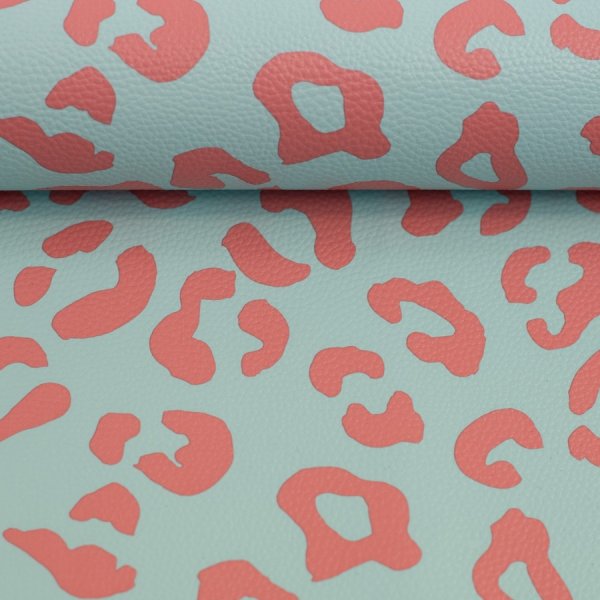 Kunstleder - Happy Leo - by Cherry Picking - mint/koralle - Swafing