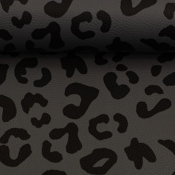 RESTSTÜCK 0,30m !!! - Kunstleder - Happy Leo - by Cherry Picking - dunkelgrau/schwarz - Swafing