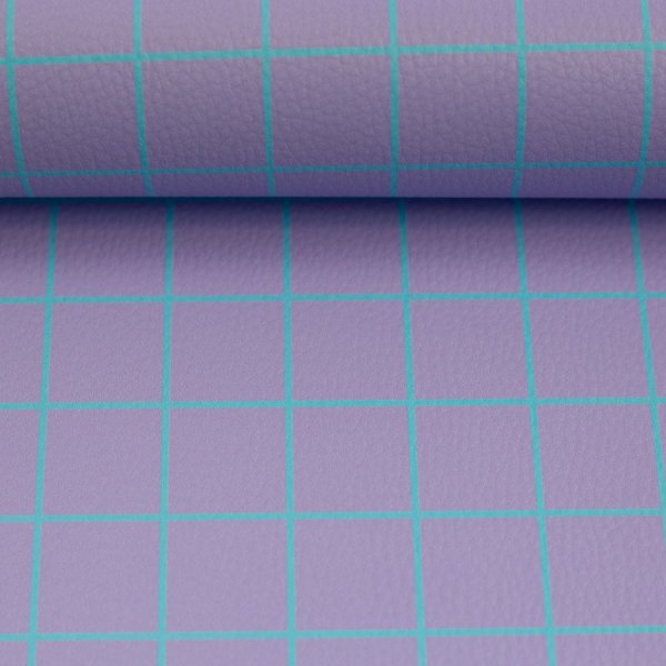 Kunstleder - Happy Collection - Karos - flieder/türkis - Swafing by Cherry Picking