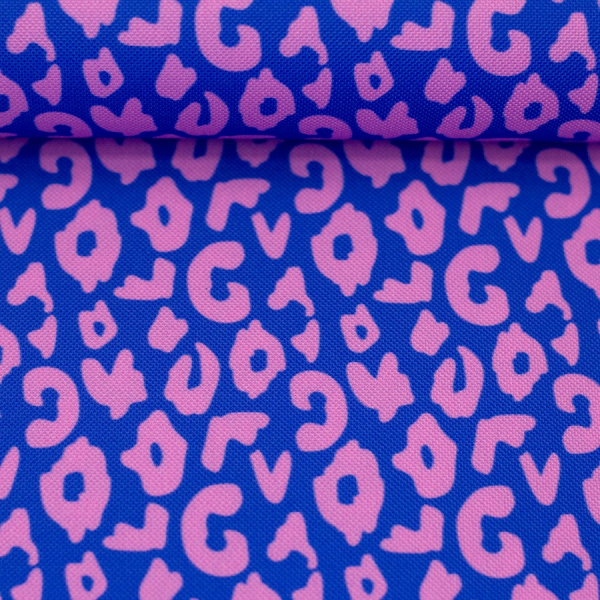 Oxford Gewebe - wasserabweisend - Leomuster - royalblau/rosa - Swafing by Cherry Picking