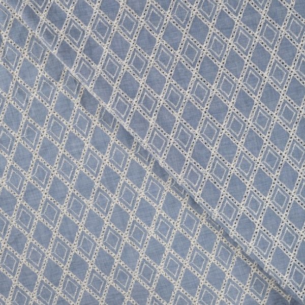 Baumwoll Webware - Diamand - Embroderie - dusty blue