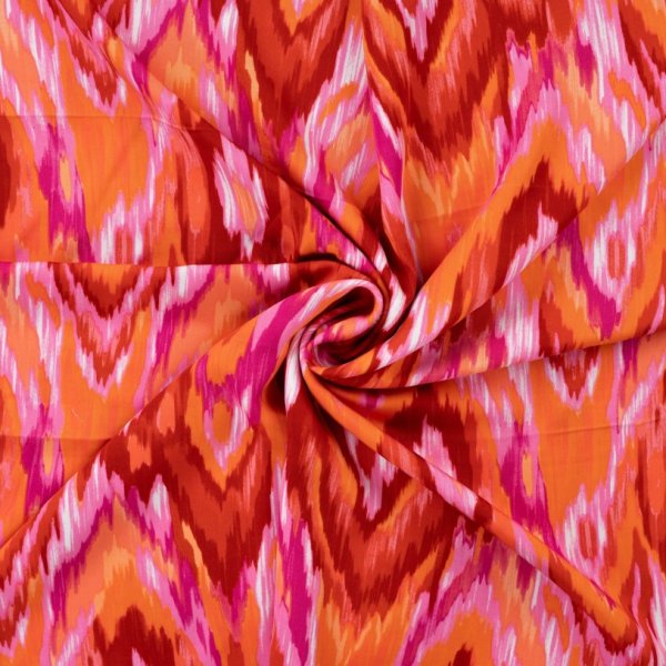 Viskosesatin - Chabela - matt - orange/rosa