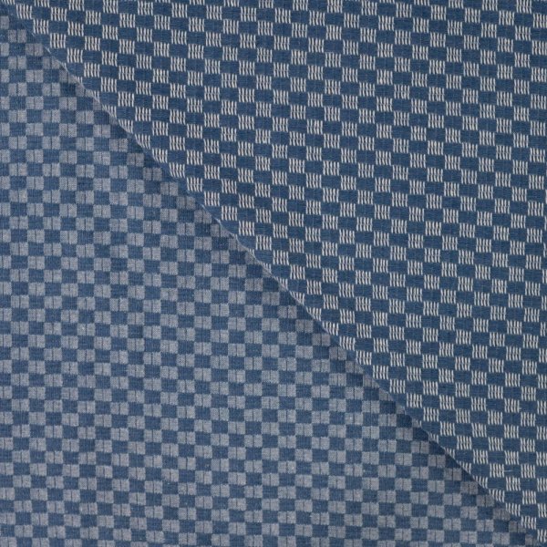 Jacquard Denim - Barry Check - medium blue