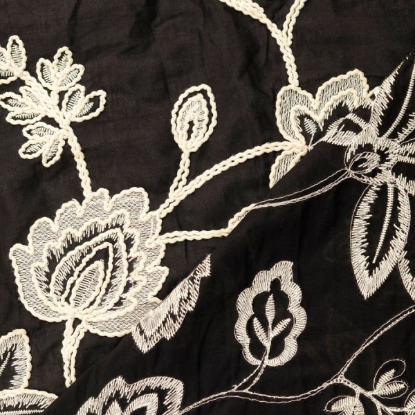 Baumwolle - Embroidery - Noir Flora - black/white