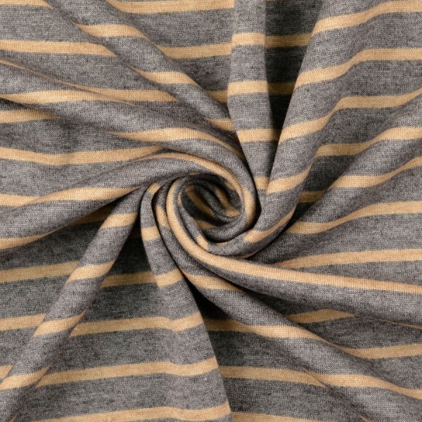 Strick Jacquard - Streifen - grau/beige