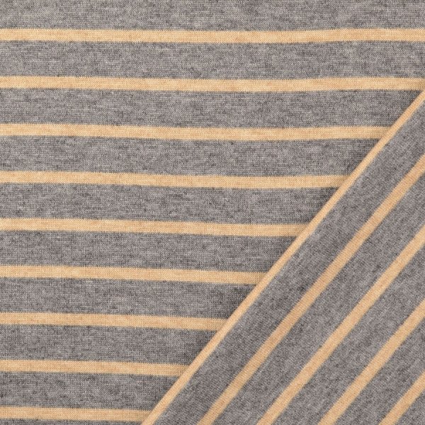Strick Jacquard - Streifen - grau/beige
