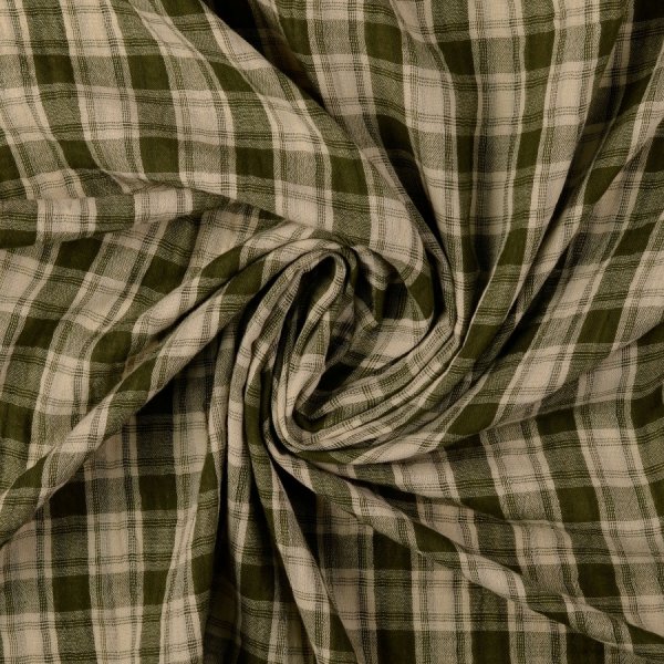 Doubleface Musselin - Rustic Check and Stripes - khaki