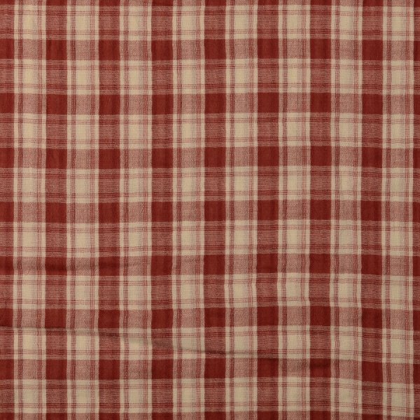 Doubleface Musselin - Rustic Check and Stripes - rot