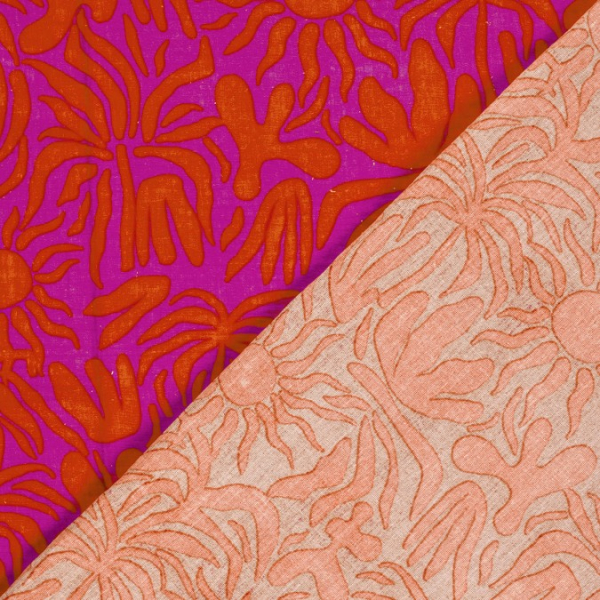 RESTSTÜCK 0,40m !!! - Musselin - Sunshine - fuchsia/rotorange