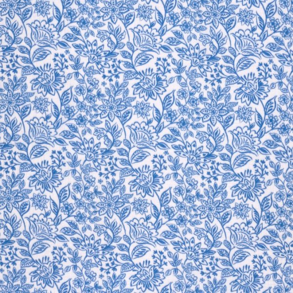 RESTSTÜCK 0,70m !!! - Musselin - Blue Garden - offwhite/blue