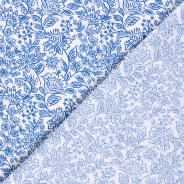 RESTSTÜCK 0,70m !!! - Musselin - Blue Garden - offwhite/blue