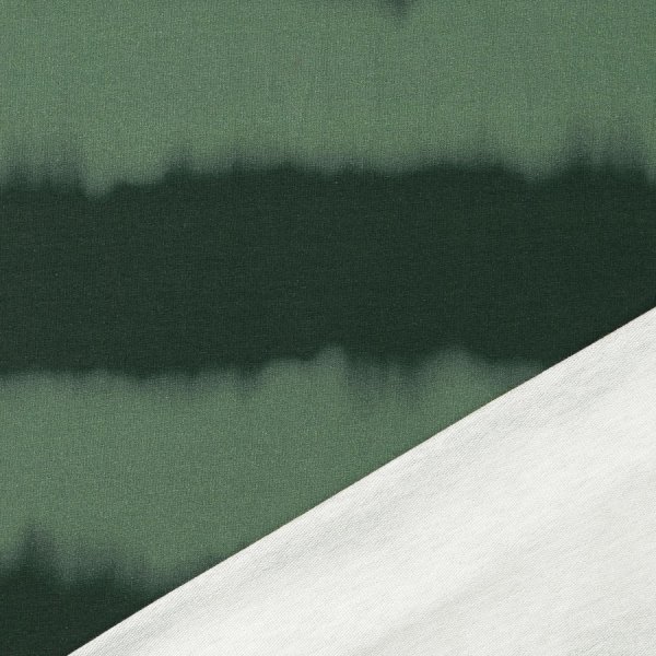 French Terry - Batik Streifen - dunkelgrün