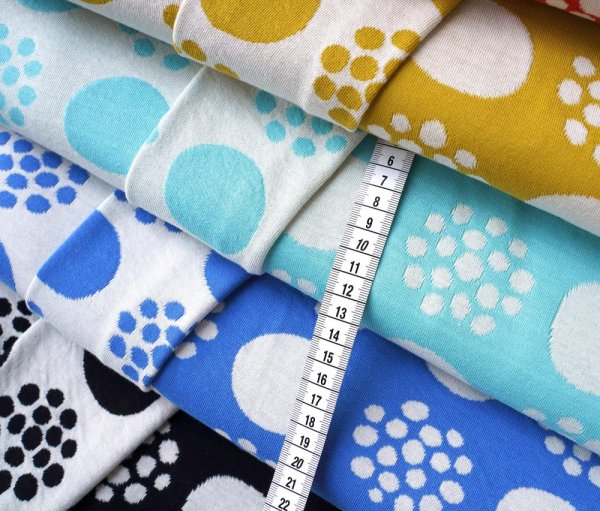 RESTSTÜCK 0,70m !!! - Bio Doubleface Jacquard - Punti - blau/meringa - Al Lago - Hamburger Liebe - Albstoffe