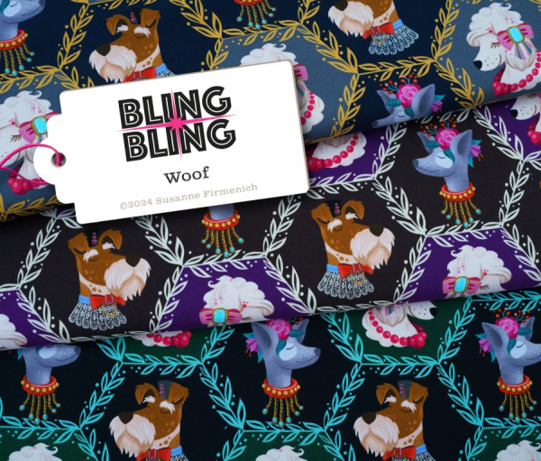 RESTSTÜCK 2,00m !!! - Bio Sweat - Woof - Col. 02 brown - Bling Bling - Hamburger Liebe - Albstoffe