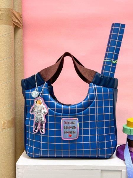 Kunstleder - Happy Collection - Karos - dunkelblau/ocker - Swafing by Cherry Picking