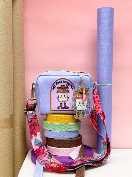 Kunstleder - Happy Collection - Karos - flieder/türkis - Swafing by Cherry Picking