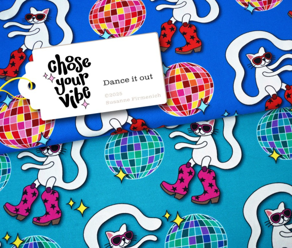 RESTSTÜCK 1,10m !!! - Bio Sweat - Dance it Out -  Col.1 blau - Choose your Vibe - Hamburger Liebe - Albstoffe