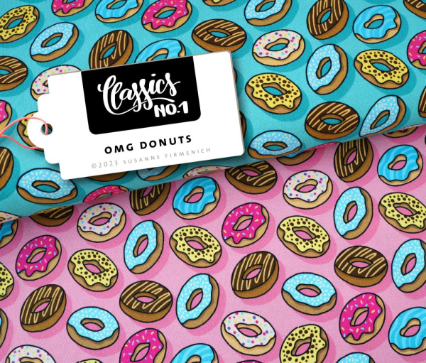 RESTSTÜCK 0,90m !!! - Bio Sweat - OMG Donut - Col. 01 - türkis - Classic No. 1 - Hamburger Liebe - Albstoffe