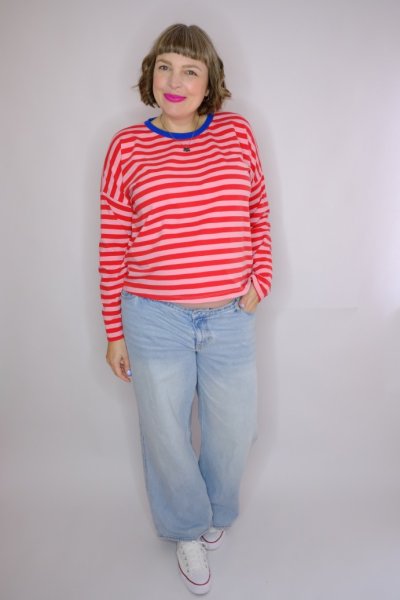 Bio Ringeljersey - A63/A03 - flamme/rosa scuro - Summer Stripes - Hamburger Liebe - Albstoffe