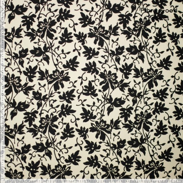 Baumwoll Popeline - Flower - ecru/schwarz - Fibremood No. 39