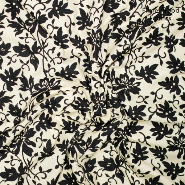 Baumwoll Popeline - Flower - ecru/schwarz - Fibremood No. 39