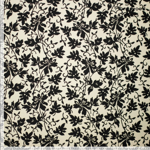 RESTSTÜCK 1,50m !!! - Baumwoll Popeline - Flower - ecru/schwarz - Fibremood No. 39