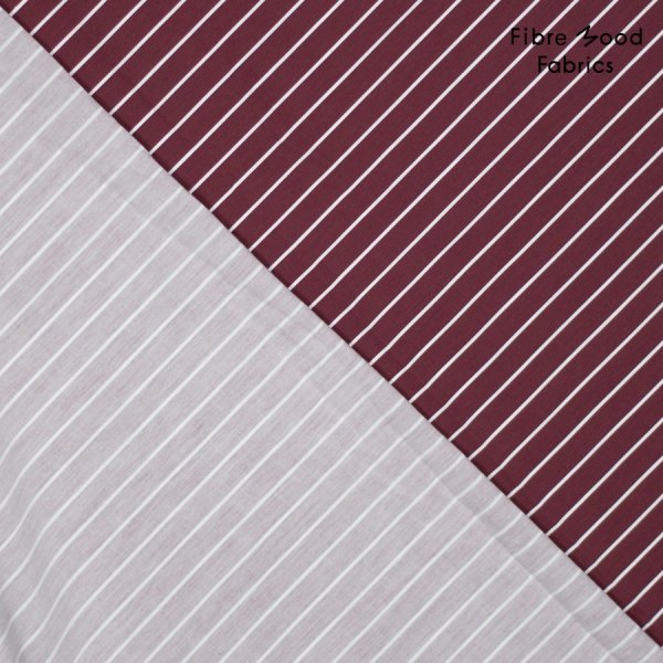 Baumwoll Popeline - stripes - bordeaux - Fibremood No. 35