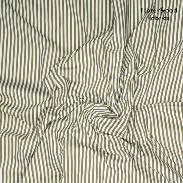 Baumwoll Popeline - Streifen - oliv - Fibremood No. 36