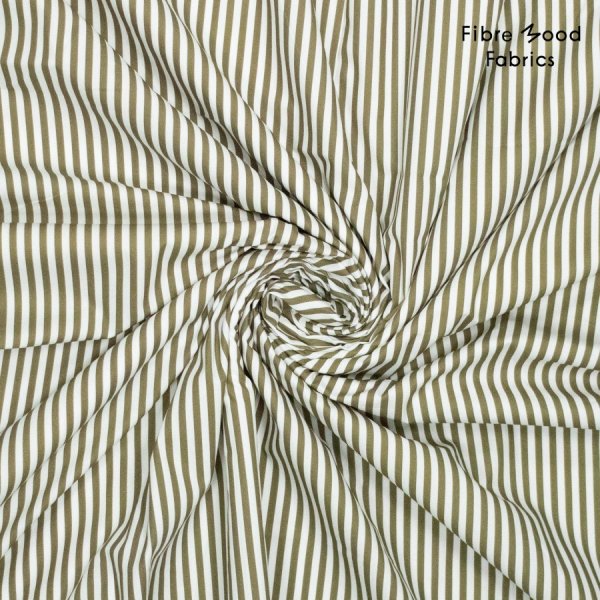 Baumwoll Popeline - Streifen - oliv - Fibremood No. 36