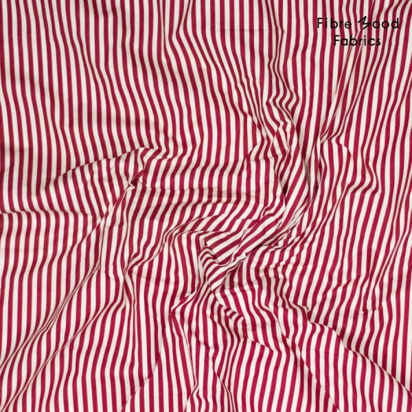 Baumwoll Popeline - Streifen - rot - Fibremood No. 36