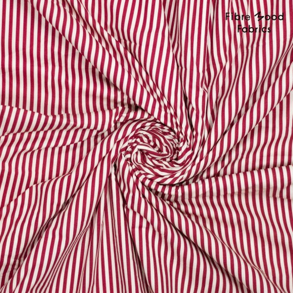 Baumwoll Popeline - Streifen - rot - Fibremood No. 36